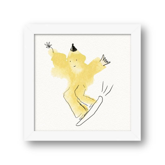 Blobby the Snowboarder 8"x8" / White Frame